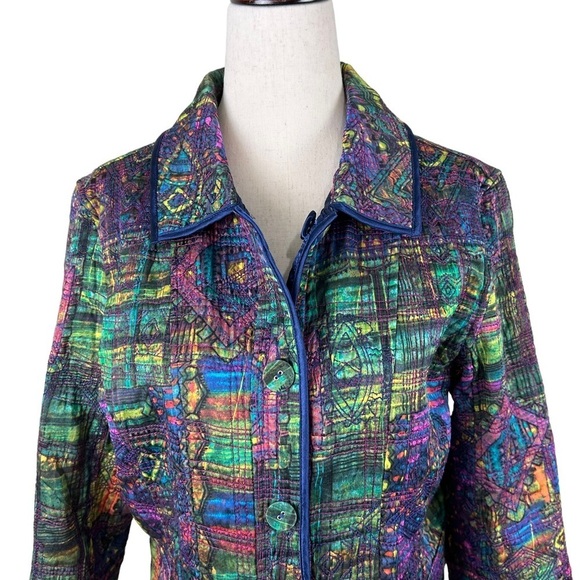 Chicos Quilted Button Up Reversible Lightweight Jacket - Picture 2 of 13